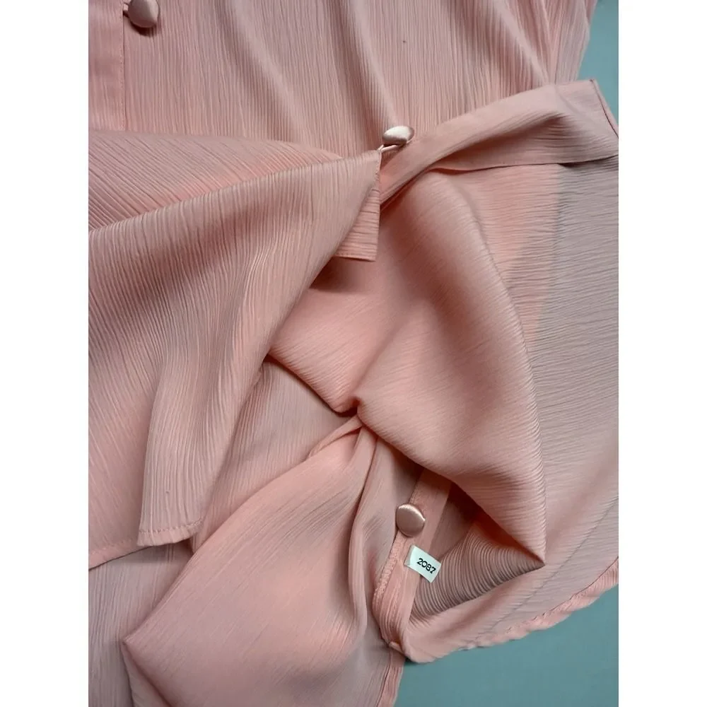 Vintage Victoria's Secret Gold Label satin notch collar nightshirt. Pink. Sz M/L